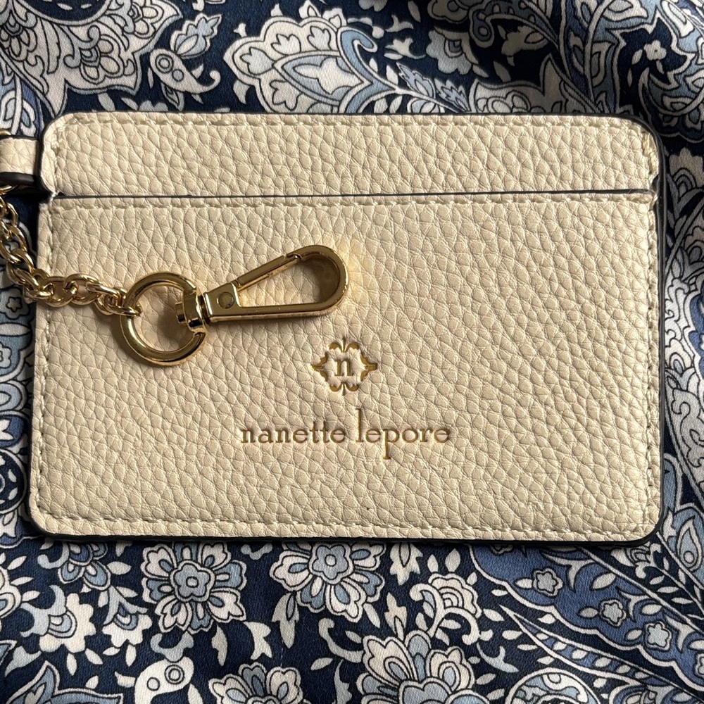 Nanette Lepore Gold Accent Cream Card Holder